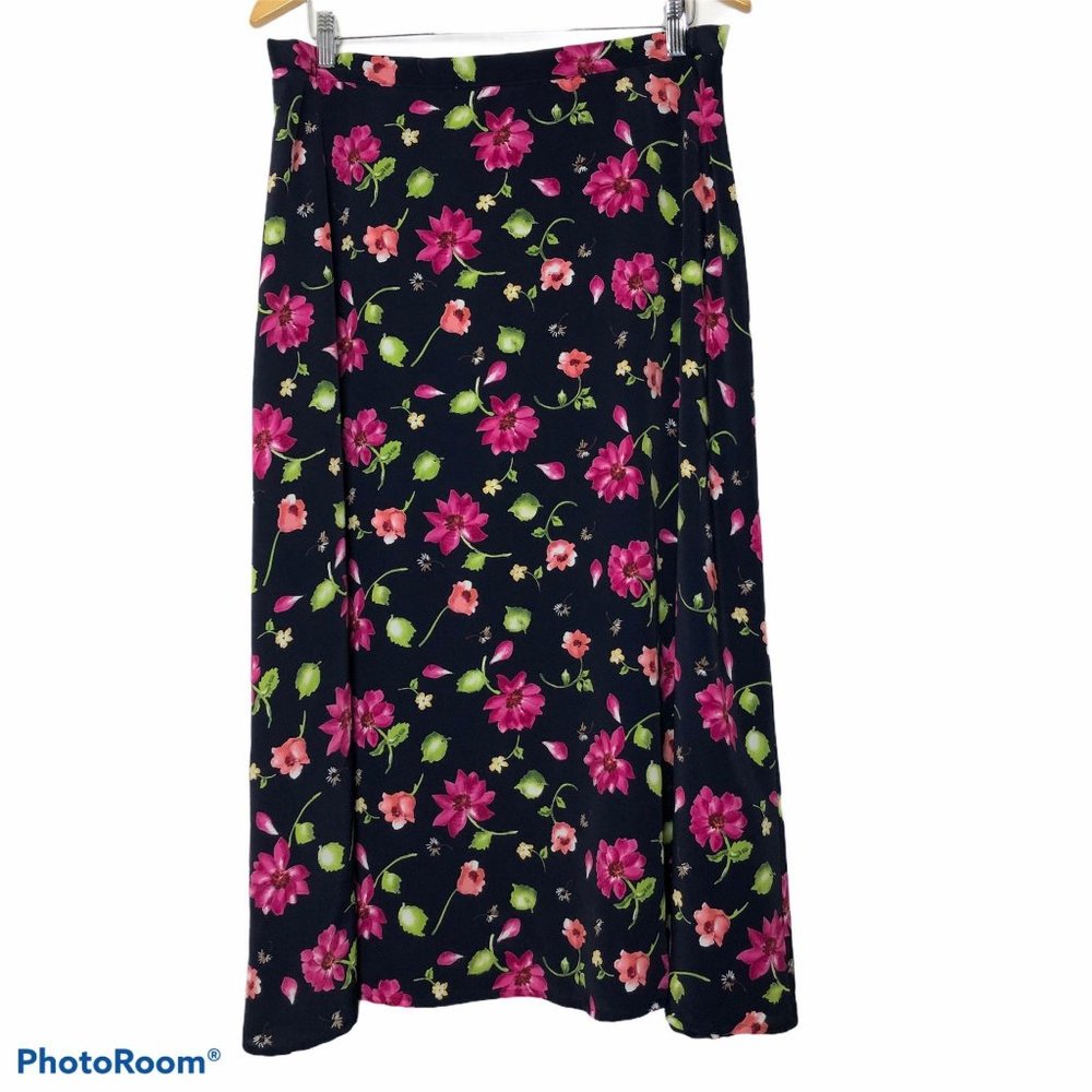 Vintage Cricket Lane Floral Prairie Midi Skirt Button Front Skirt Women's 18